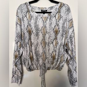 Snake print drawstring hem sweater
